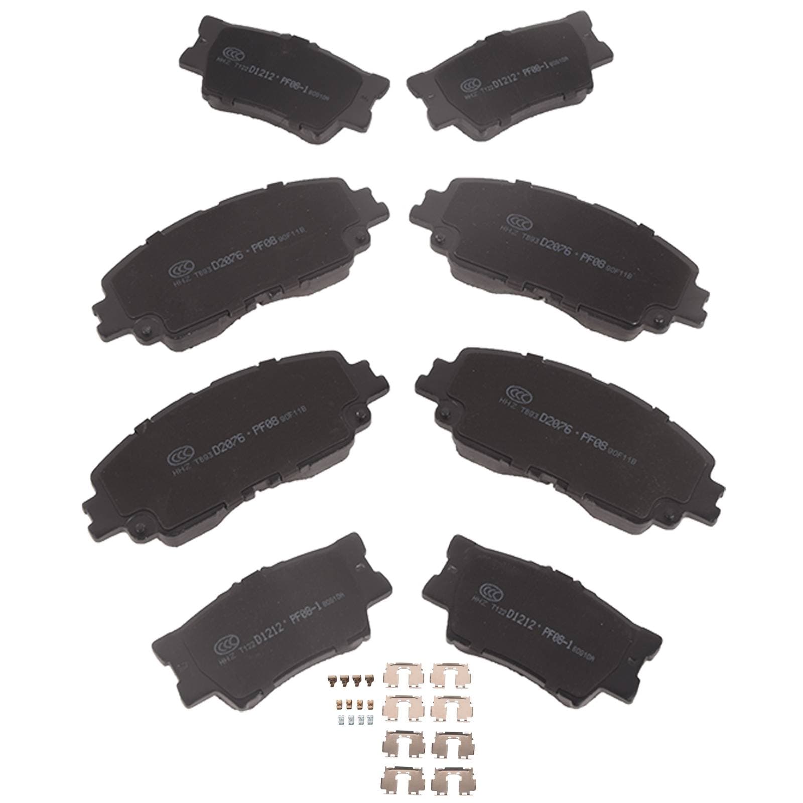 8Pcs Front & Rear Ceramic Brake Pads Kit Fits 2018-2023 Toyota Camry D2076 D1212