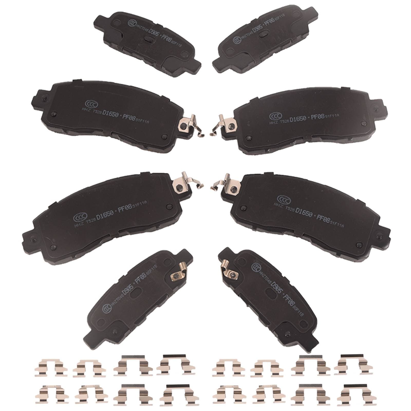 8X Front & Rear Disc Ceramic Brake Pads W/hardware for 2013-2023 Nissan Altima